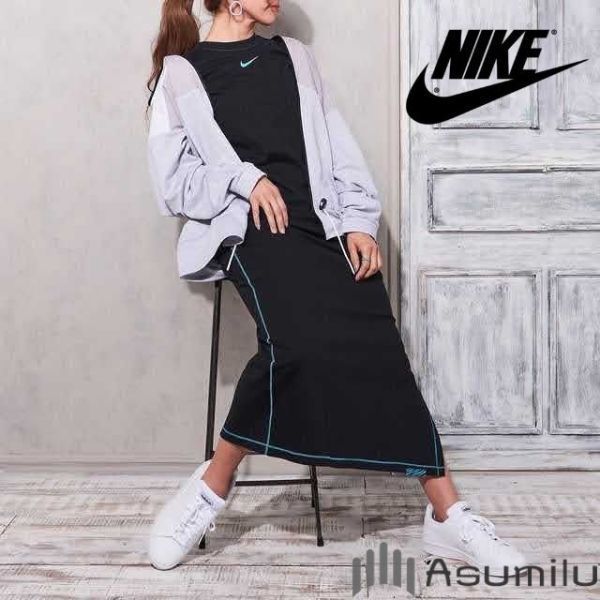 ナイキ NIKE ワンピース レディース M ロング 黒 マキシ 10859_画像1