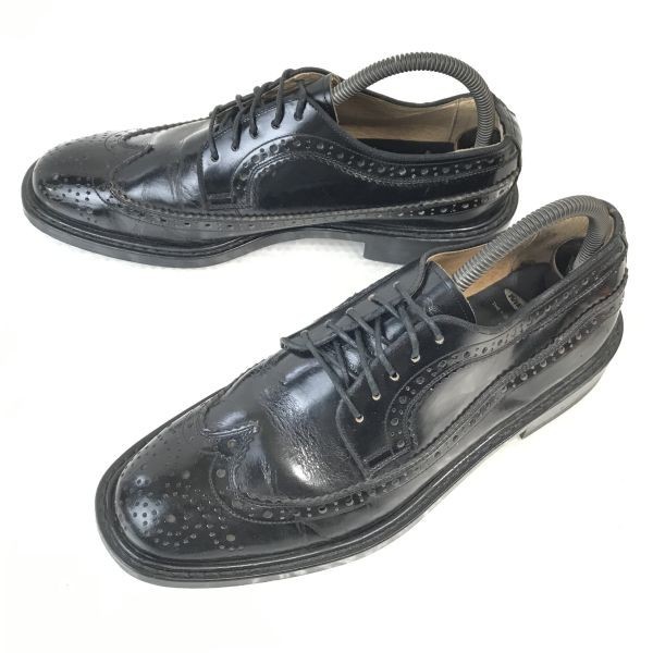 90s/Vintage/Made in Japan★MEN'S CLUB★本革/ウィングチップ/グッドイヤー製法【25.5/黒/BLACK】ビジネス/dress shoes◆pD-159_画像1