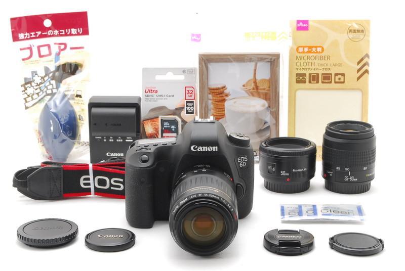 Canon キヤノン EOS 6D トリプルレンズキット 新品SD32GB付き | www