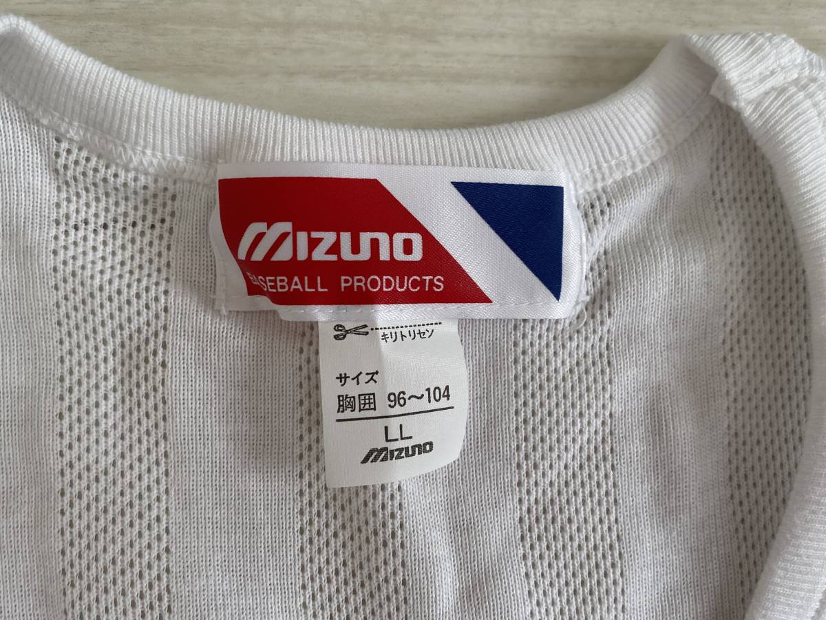 ★ミズノ MIZUNO ベースボールシャツ 半袖 LLサイズ 日本製 野球 練習 薄手 メッシュ 白★_画像3