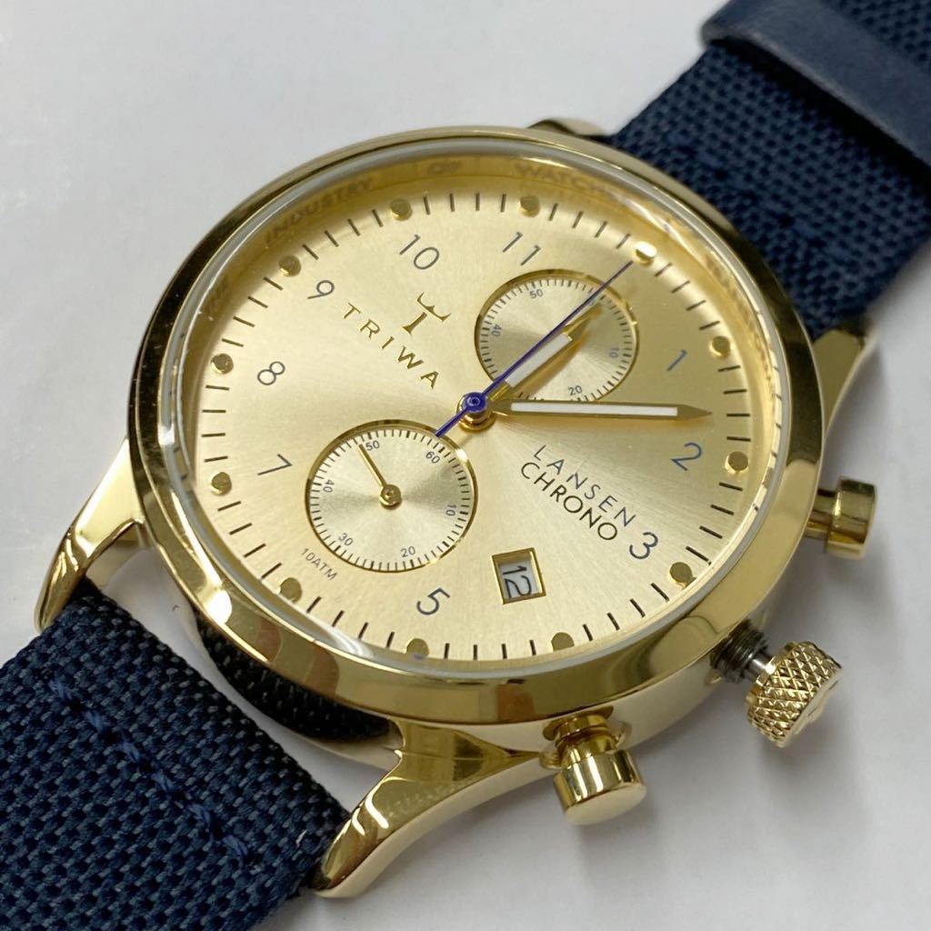 TRIWA トリワ クロノグラフ ユニセックス腕時計 ゴールド 38mm 新品未使用 長期保管品 電池交換済み LANSEN