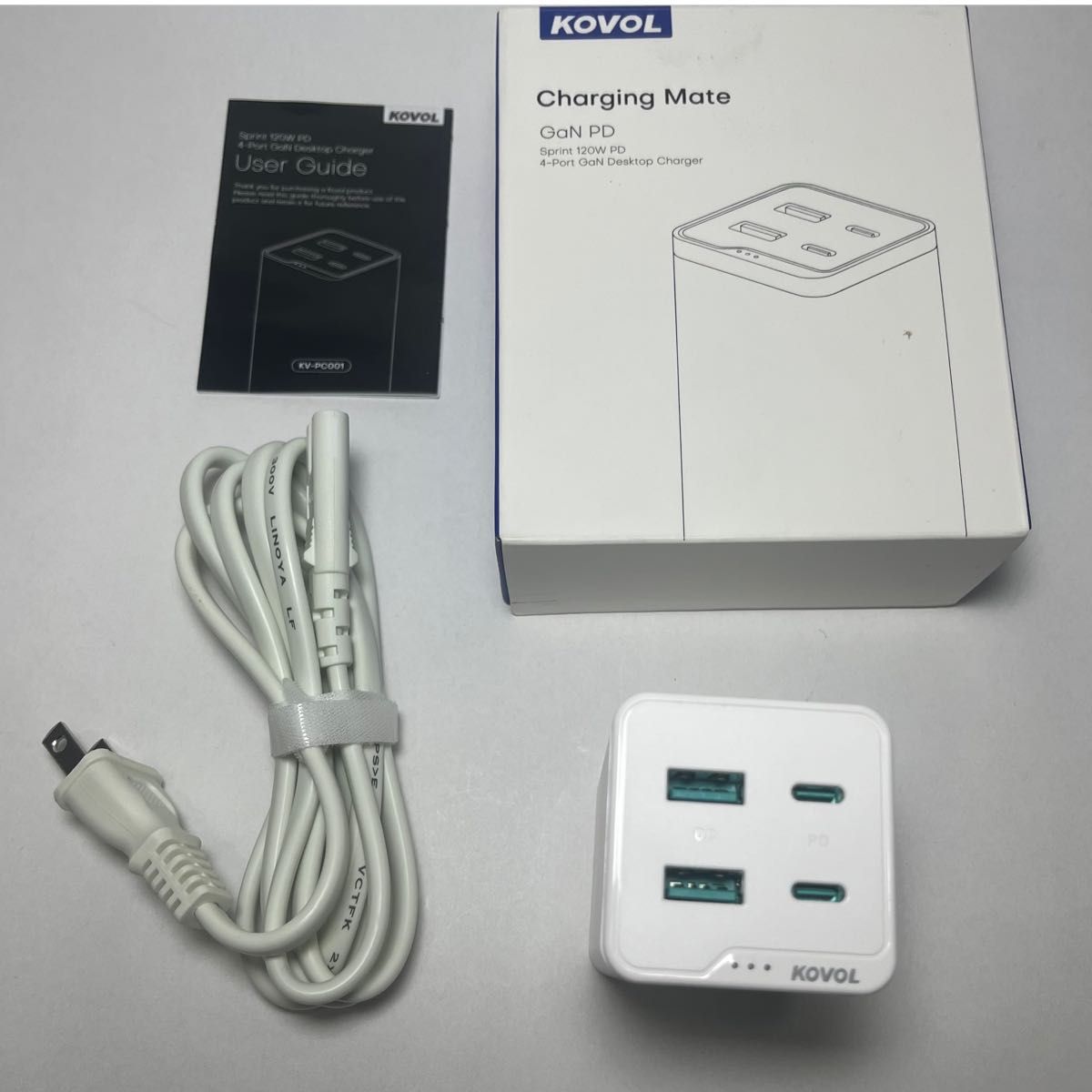 新品未使用品 120W超高出力充電器 4ポート コンパクト 急速充電器 ホワイト USB充電器 Charge iPad Quick