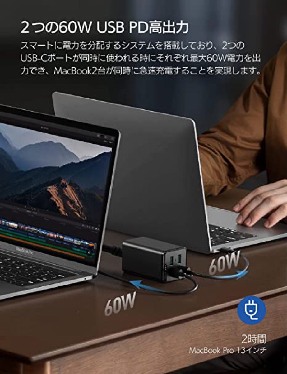 新品未使用品 120W超高出力充電器 4ポート コンパクト 急速充電器 ホワイト USB充電器 Charge iPad Quick