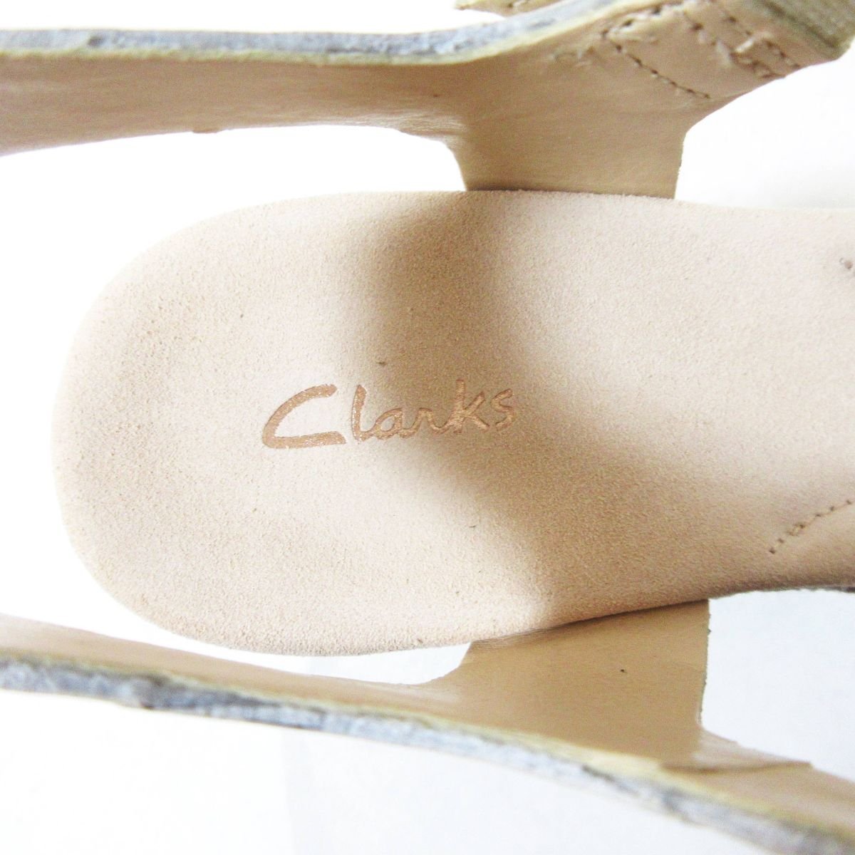 未使用品 Clarks クラークス Akilah Eden ホワイトコンビレザー アンクルストラップ ウェッジソール サンダル UK3 1/2 22.5cm ベージュ_画像4