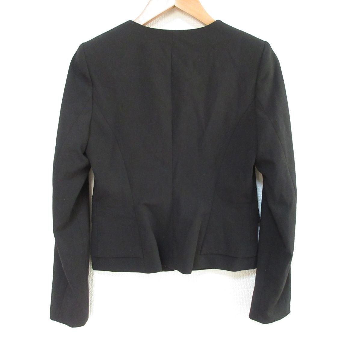 良品 Calvin Klein カルバンクライン ノーカラー フルジップ 長袖 ジャケット サイズ2TP 黒 ブラック_画像2