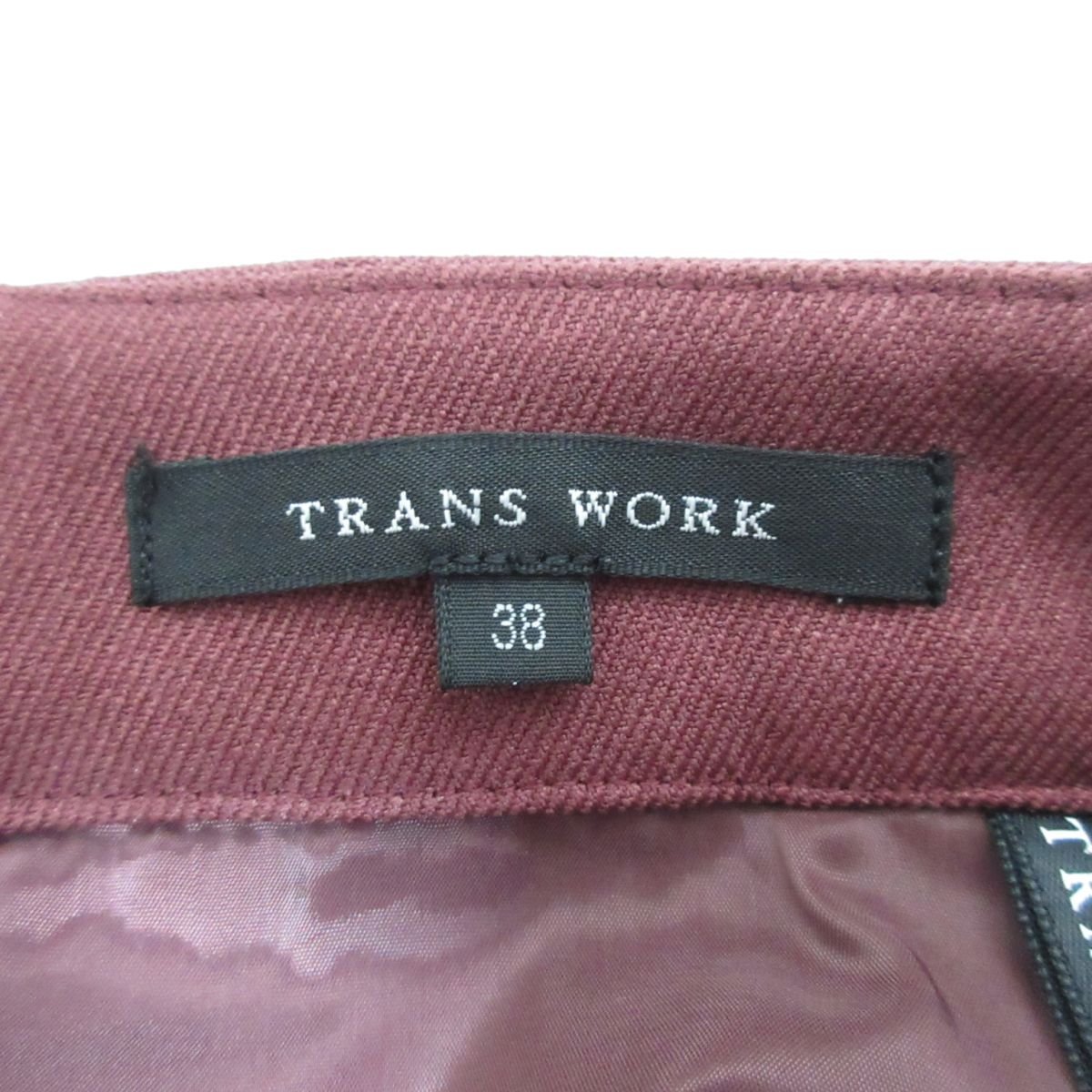 ほぼ美品 TRANS WORK トランスワーク 近年モデル ウォッシャブル アンカーツイルスカート サイズ38 ワインレッド_画像5