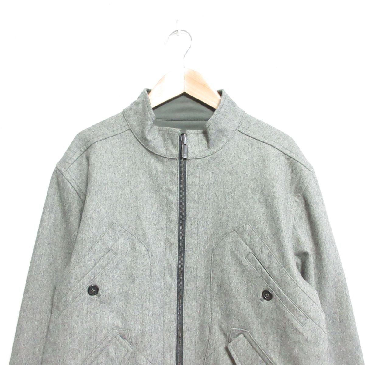  beautiful goods Dunhill Dunhill wool × cotton full Zip reversible jacket blouson S gray 