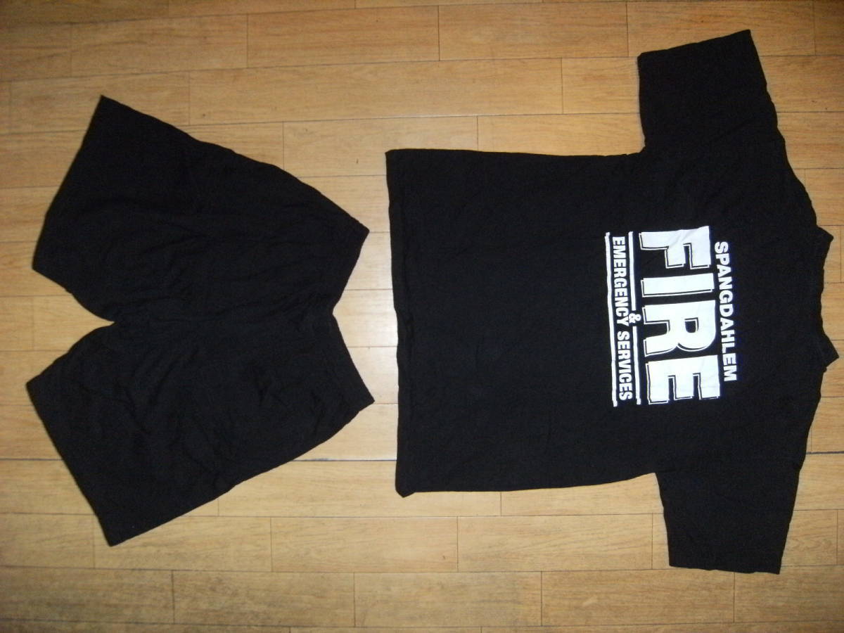 非売品★SPANGDAHLEM FIRE AIR BASE GERMANY ドイツ シュパングダーレム空軍基地 消防士 Tシャツ 短パン 2点★救命士 救助隊 自衛隊 軍隊