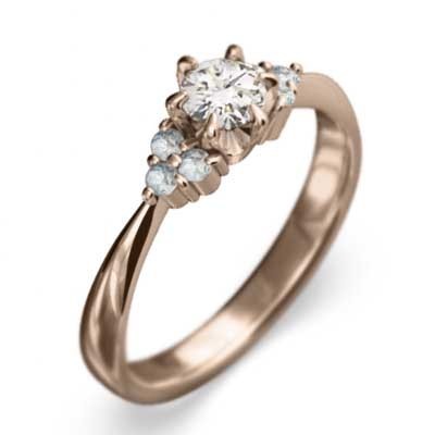 結婚指輪 にも アクアマリン 天然ダイヤモンド k18ピンクゴールド 3月誕生石 - 3