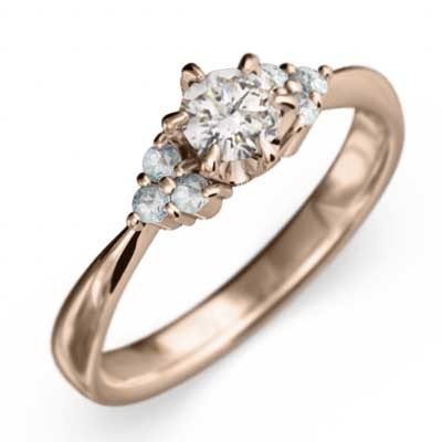 結婚指輪 にも アクアマリン 天然ダイヤモンド k18ピンクゴールド 3月誕生石