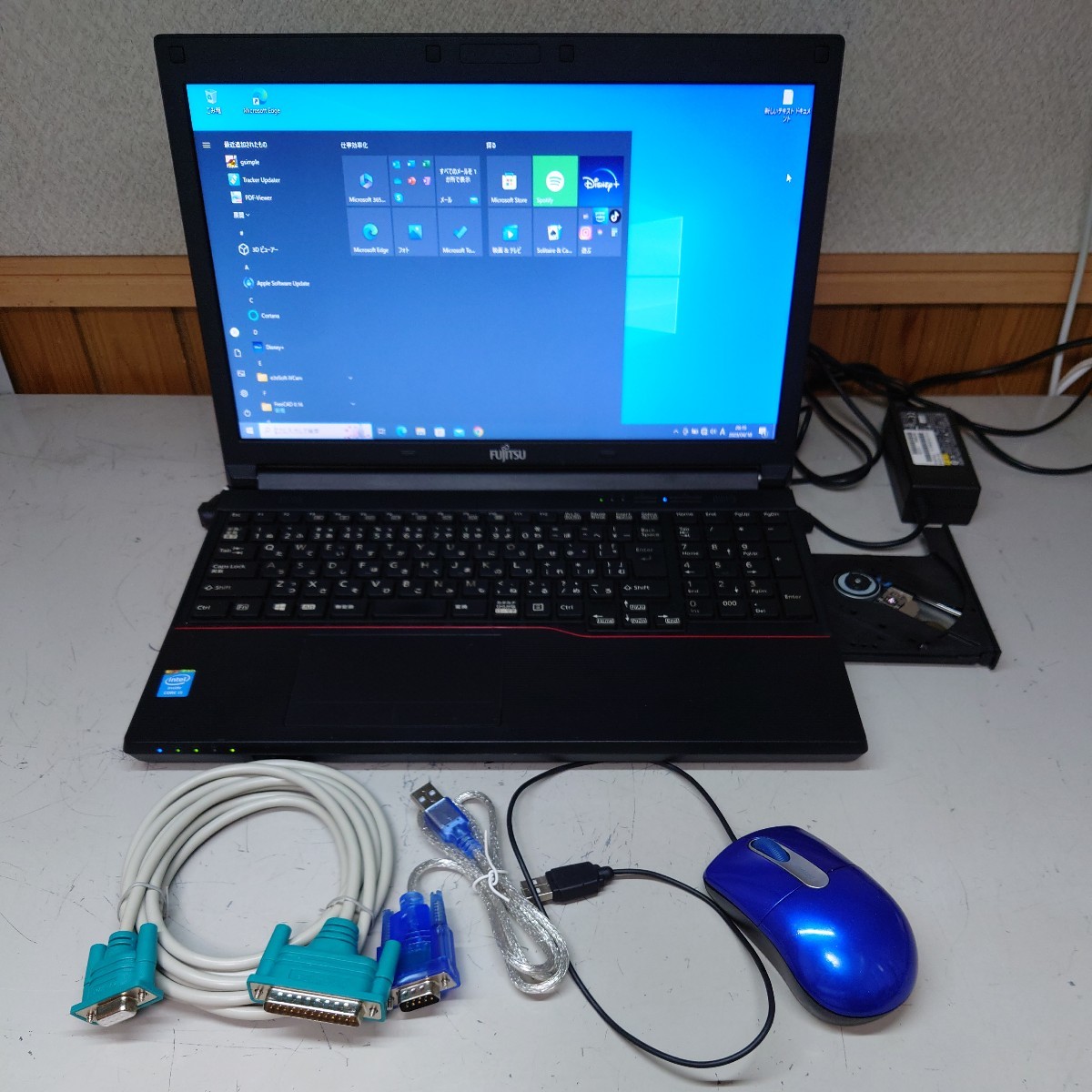 Win10 RS-232Cケーブル付きノートパソコン。NC工作機械の Win10 RS-232Cケーブル付きノートパソコン。NC工作機械の