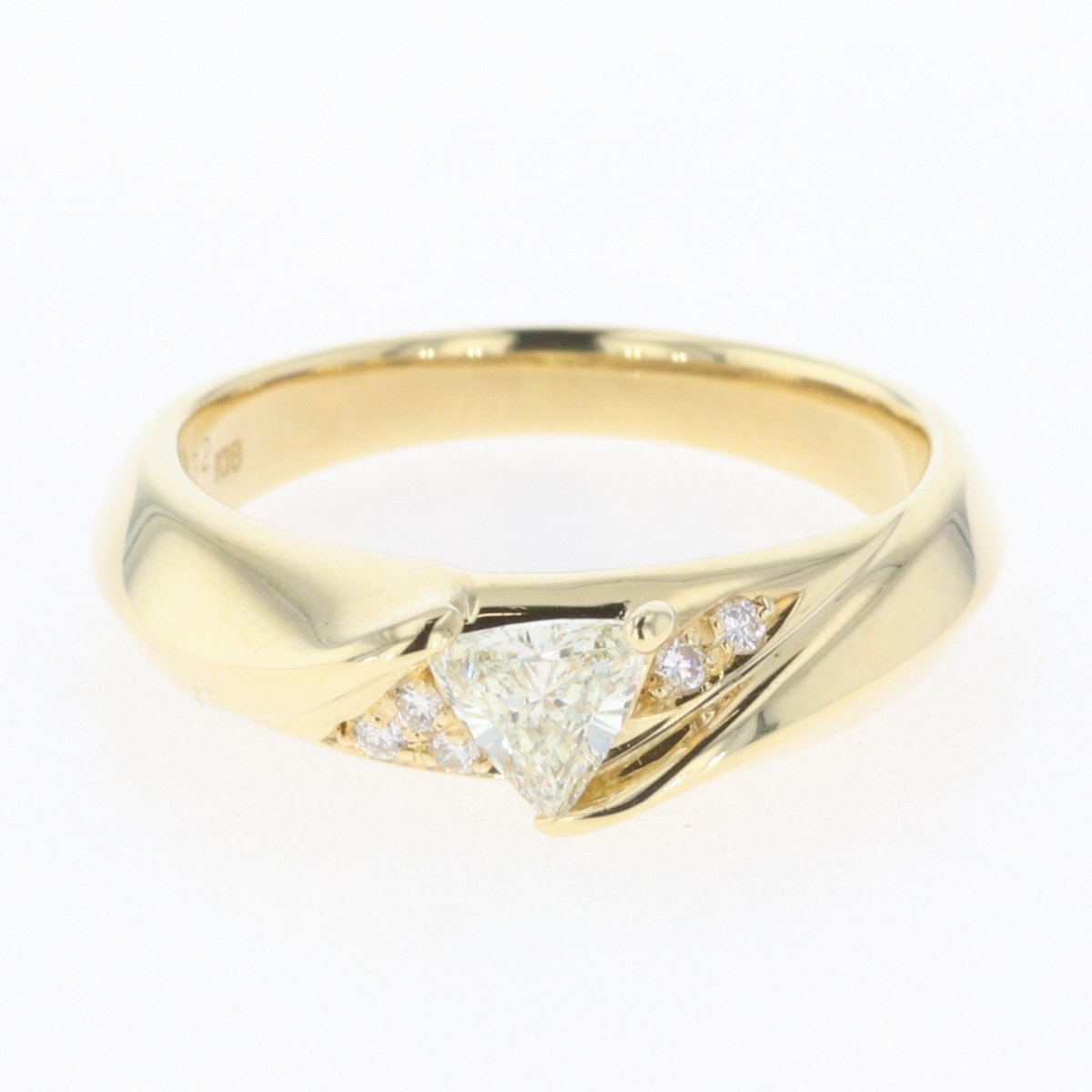 ダイヤモンド デザインリング K18 イエローゴールド 指輪 メレダイヤ