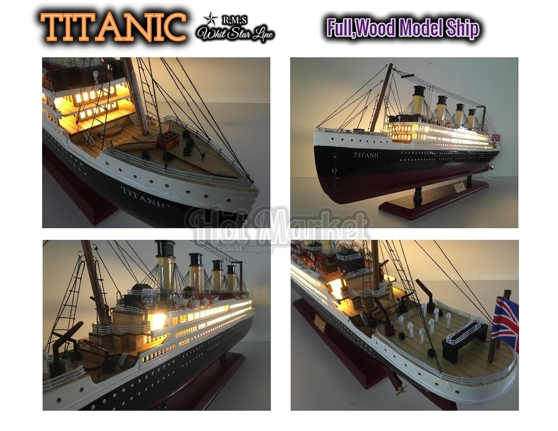 特大 80cm 完成済み 木製模型 TITANIC タイタニック号 豪華客船 LED照明付き 1/340 新品_画像4