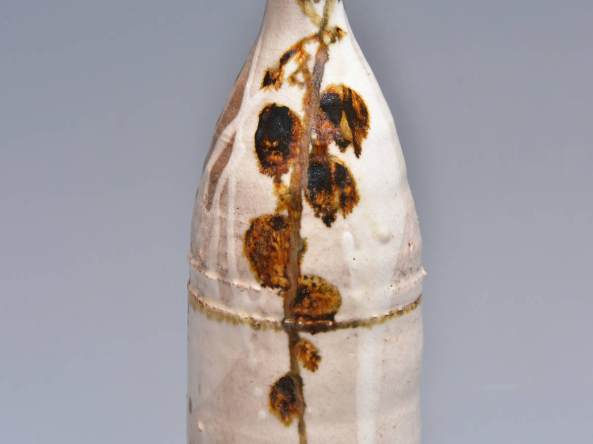 珍品 人間国宝 田村耕一(造)鉄絵長壷 高さ30cmオーバー 花瓶 花器 花