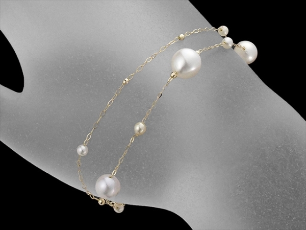 a.. pearl /3.0mm~8.5mm design 2 ream bracele K18YG new goods 