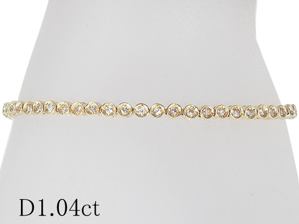 予約販売】本 ダイヤモンド/1.04ct K18YG ブレスレット テニス