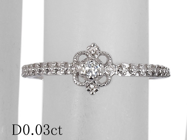 日本限定 ダイヤモンド/0.03ct AHKAH アーカー デザイン 8号 K18WG