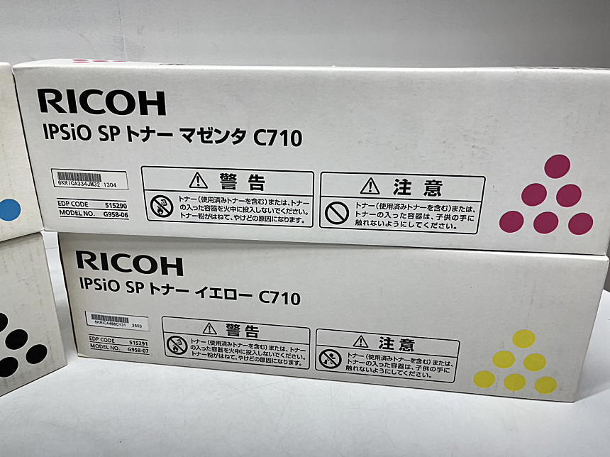 C-432【新品・ヤケとよごれあり】リコー　RICOH　IPSiO　SPトナー　C710　K/C/M/Y ブラック/シアン/マゼンタ/イエロー　4色4本セット　純正