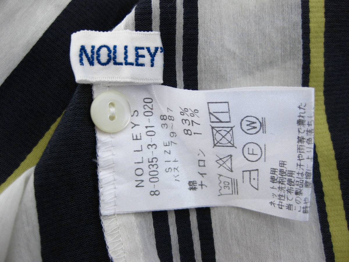 *NOLLEY\'S Nolley's * blouse * stripe pattern *38(M)* no sleeve *V neck * cotton .* shirt *