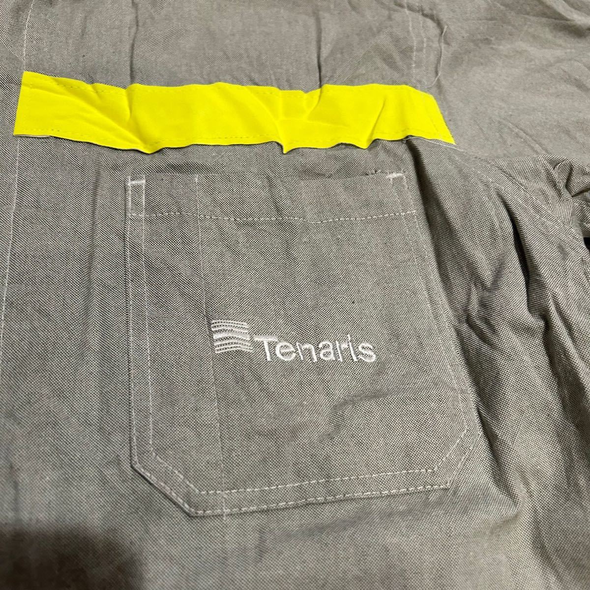 Tenaris ビンテージ 80s 90s 半袖 ワークシャツ M アメリカ USA古着 コットン 企業 ロゴ 刺繍 ストリート アメカジ メンズ グレー オールド_画像5