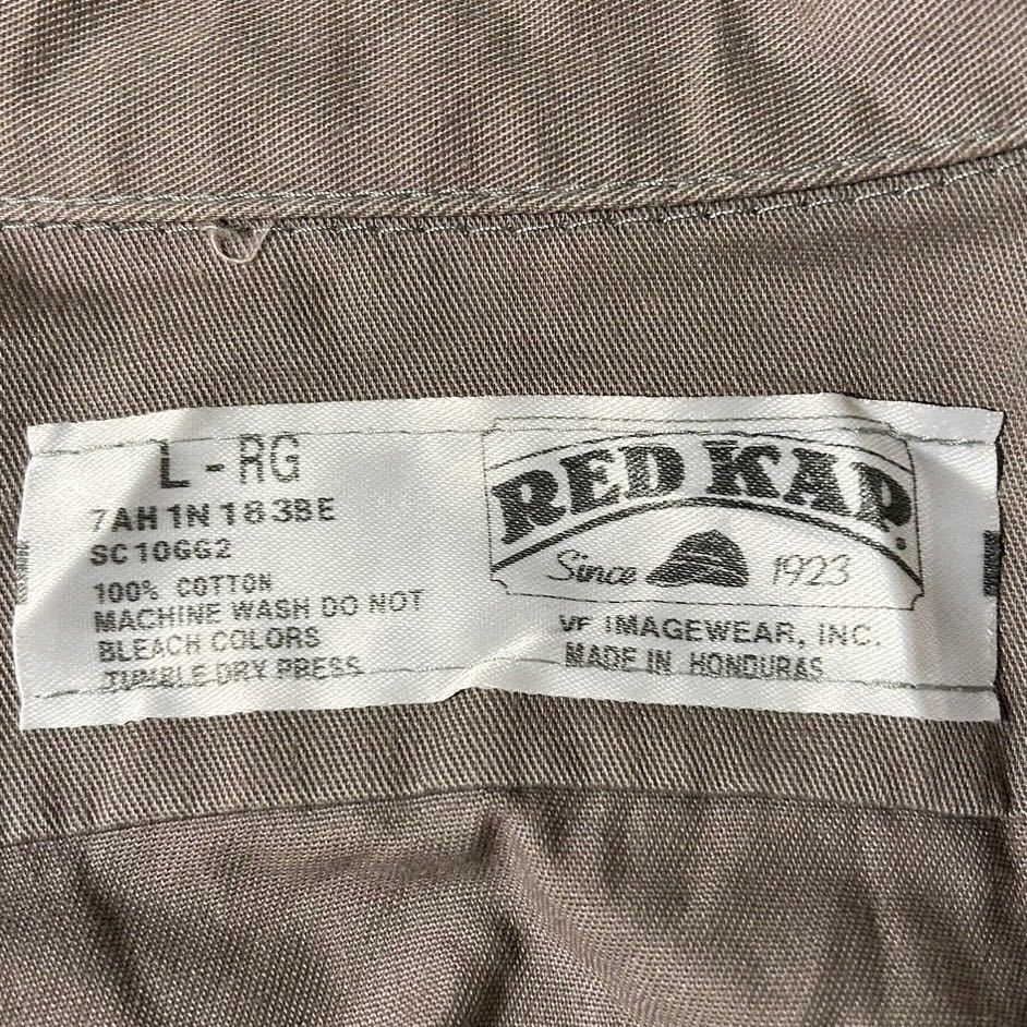 レッドキャップ RED KAP ビンテージ 80s 90s 長袖 ワークシャツ L アメリカ USA古着 コットン 企業 ロゴ ワッペン アメカジ メンズ グレー_画像4