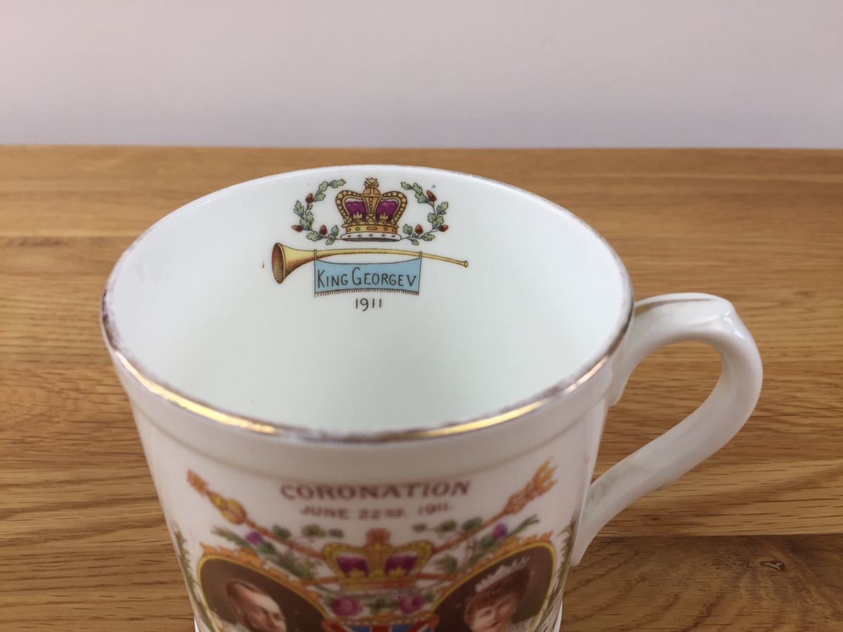 英国アンティーク★Shelley シェリー★1911年キングジョージ5世xメアリー王妃 コロネーションマグカップの画像6