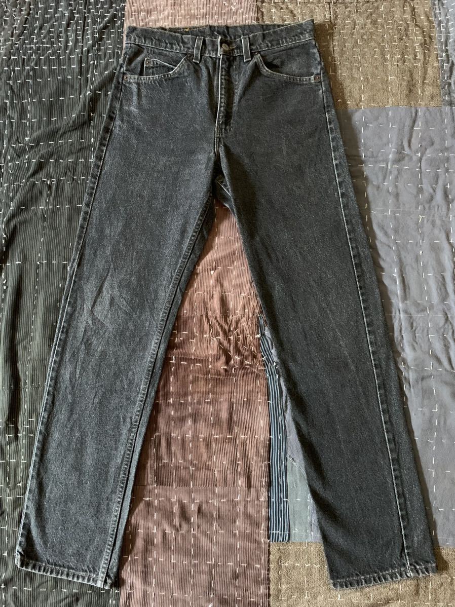 90s W31 L32 levi's 505 先染め ブラック デニム パンツ ジーンズ アメリカ製 USA製 585工場 オレンジタブ 黒 black リーバイス 501_画像2