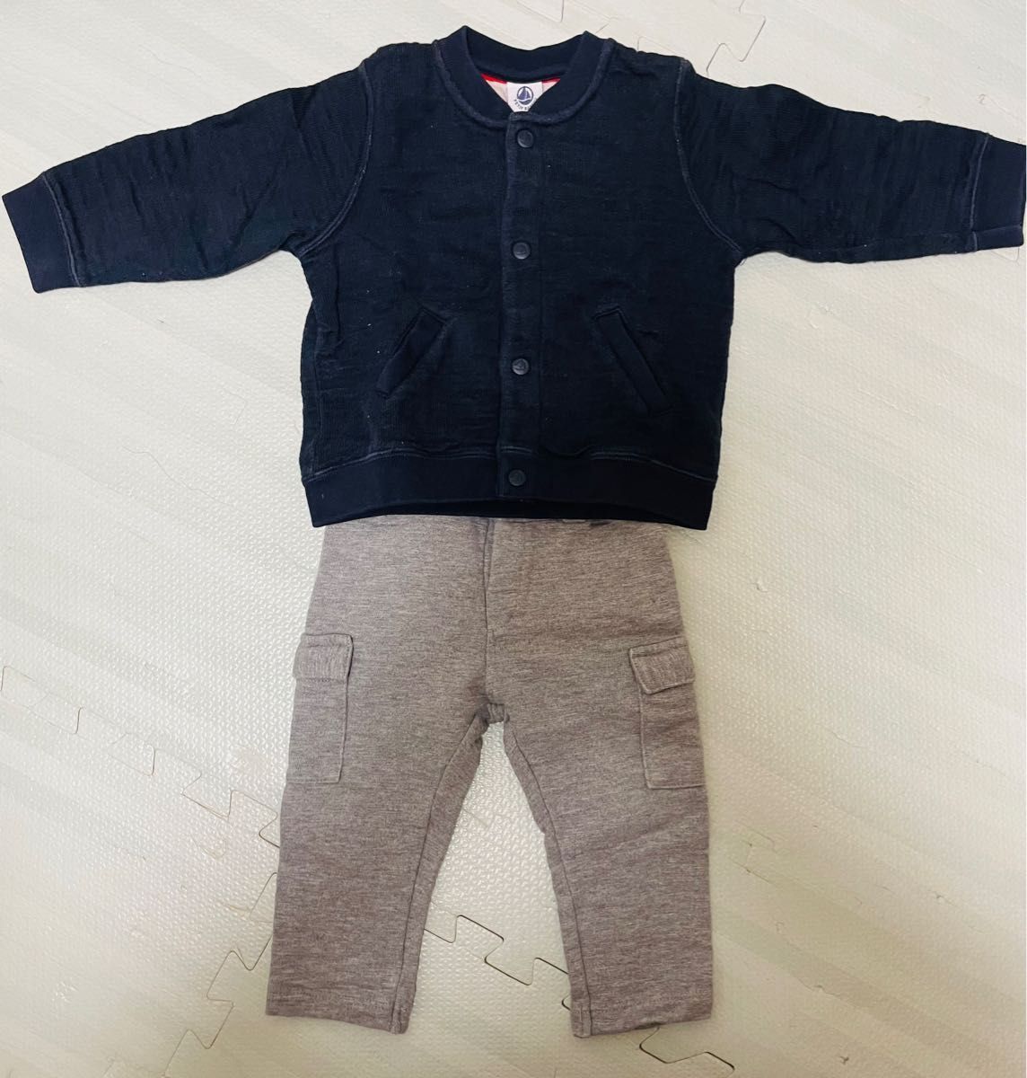 上下セット　PETIT BATEAU(プチバトー) 12M 74cm シャツ　ジャケット　長ズボン　キッズ