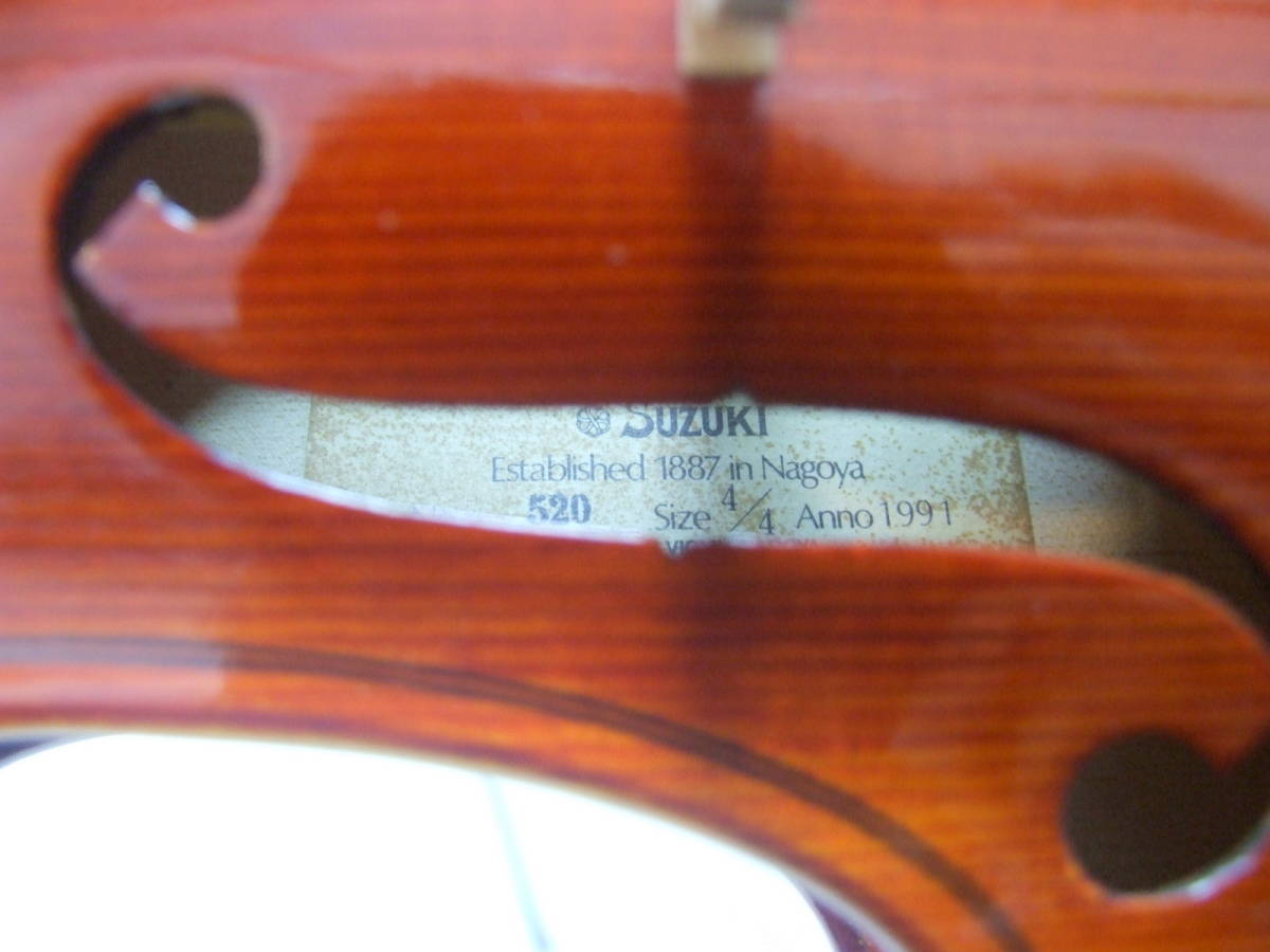 メンテ済 美品 スズキバイオリン No520 4/4 1991年 フェルナンブーコ弓
