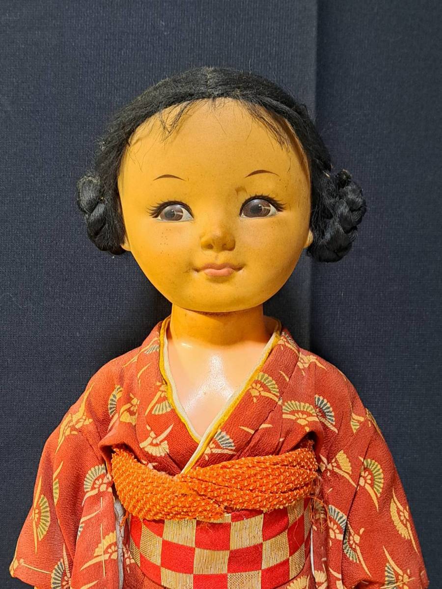 丸2買取本舗 W: 日本 人形 時代 当時物 顔部分はセルロイド・体はソフビとなっている感じです アンティーク/ ドール_画像2
