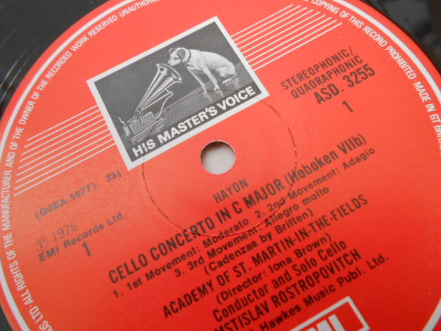 英HMV ASD-3255 ロストロポーヴィチ ハイドン チェロ協奏曲 AS LISTED 優秀録音盤 オリジナル盤_画像2