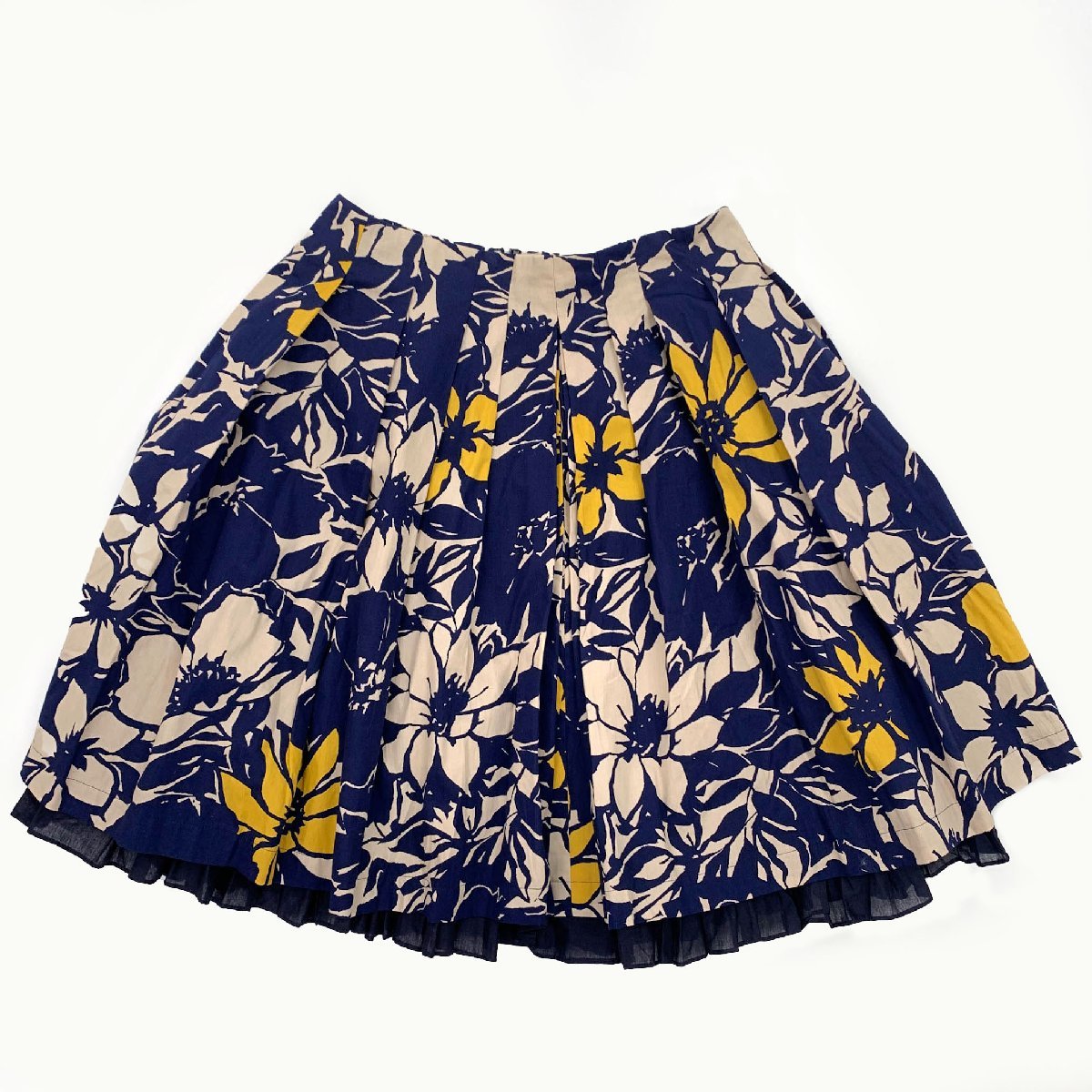 M'S GRACY エムズグレイシー フレア スカート ミニスカート フリル 総柄 花柄 サイズ 38 ブルー系 レディース 日本製 スカート 