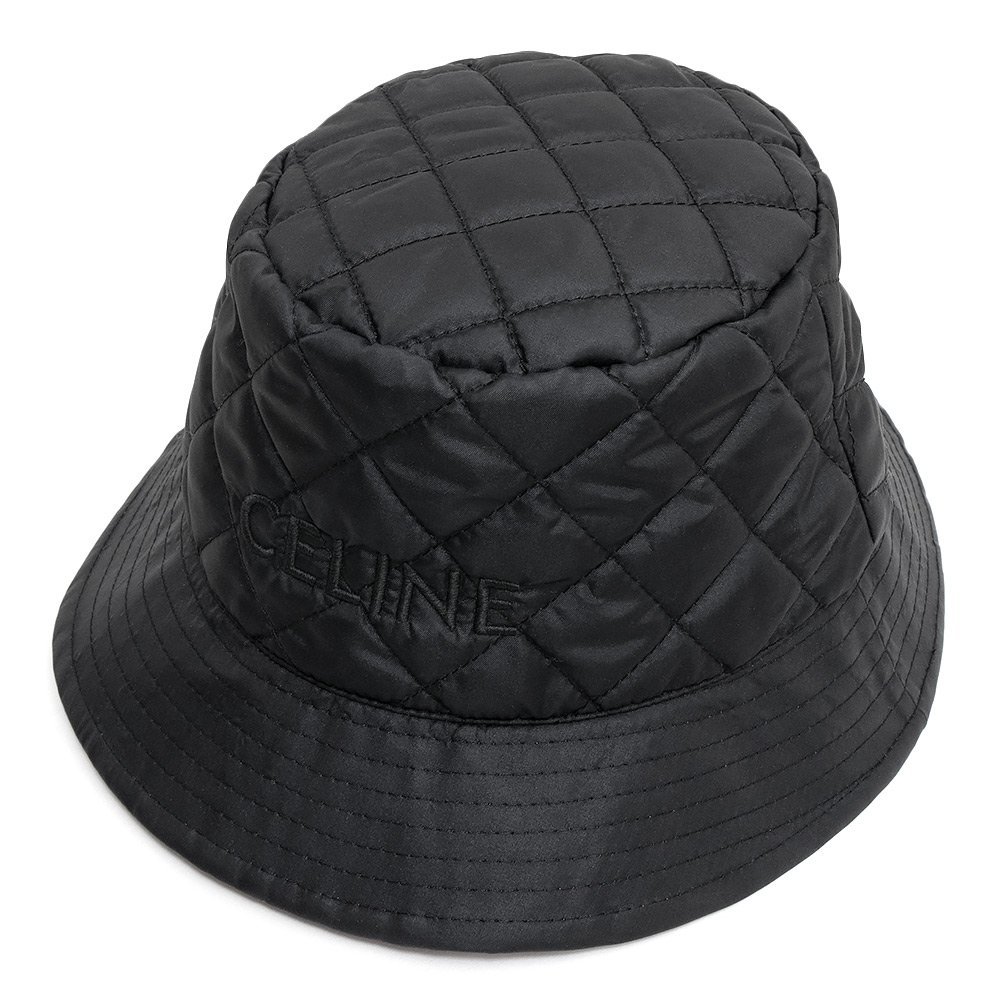 セリーヌ CELINE バケットハット 帽子 #L 59cm ロゴ ナイロン