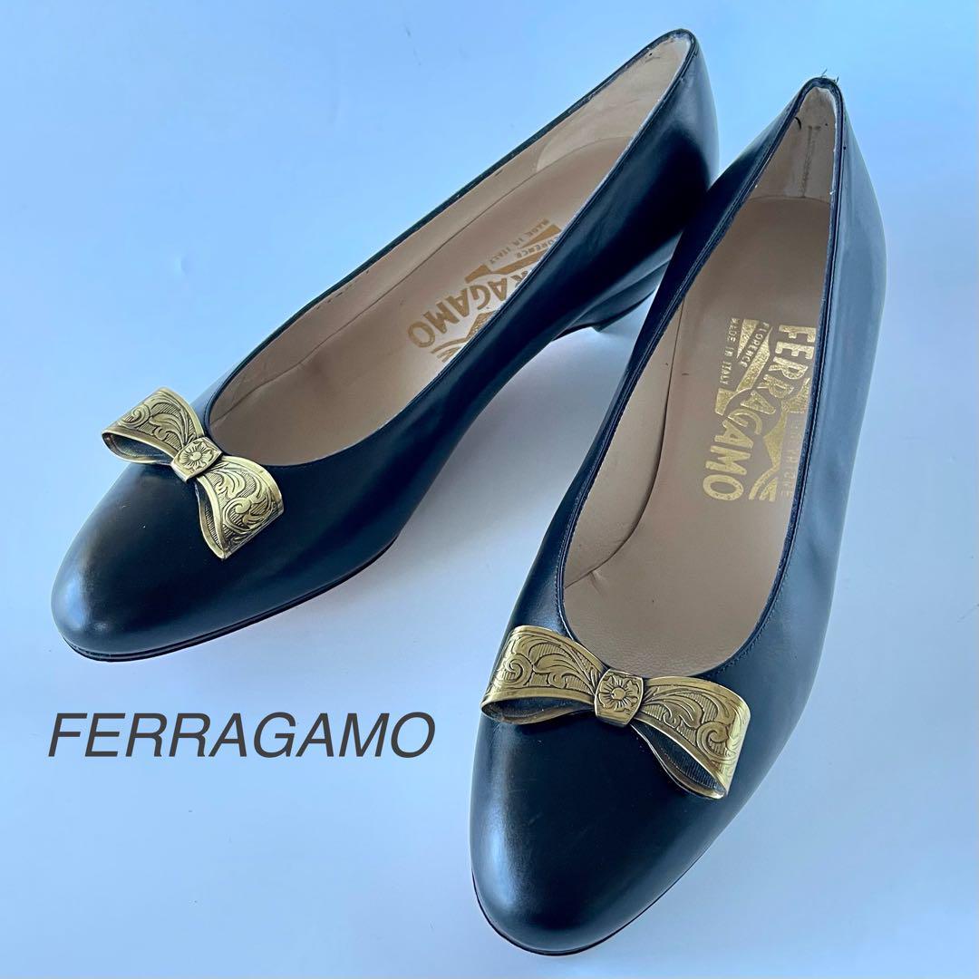 美品】Salvatore Ferragamo☆パンプス☆23.5ｃｍ☆ブラック-