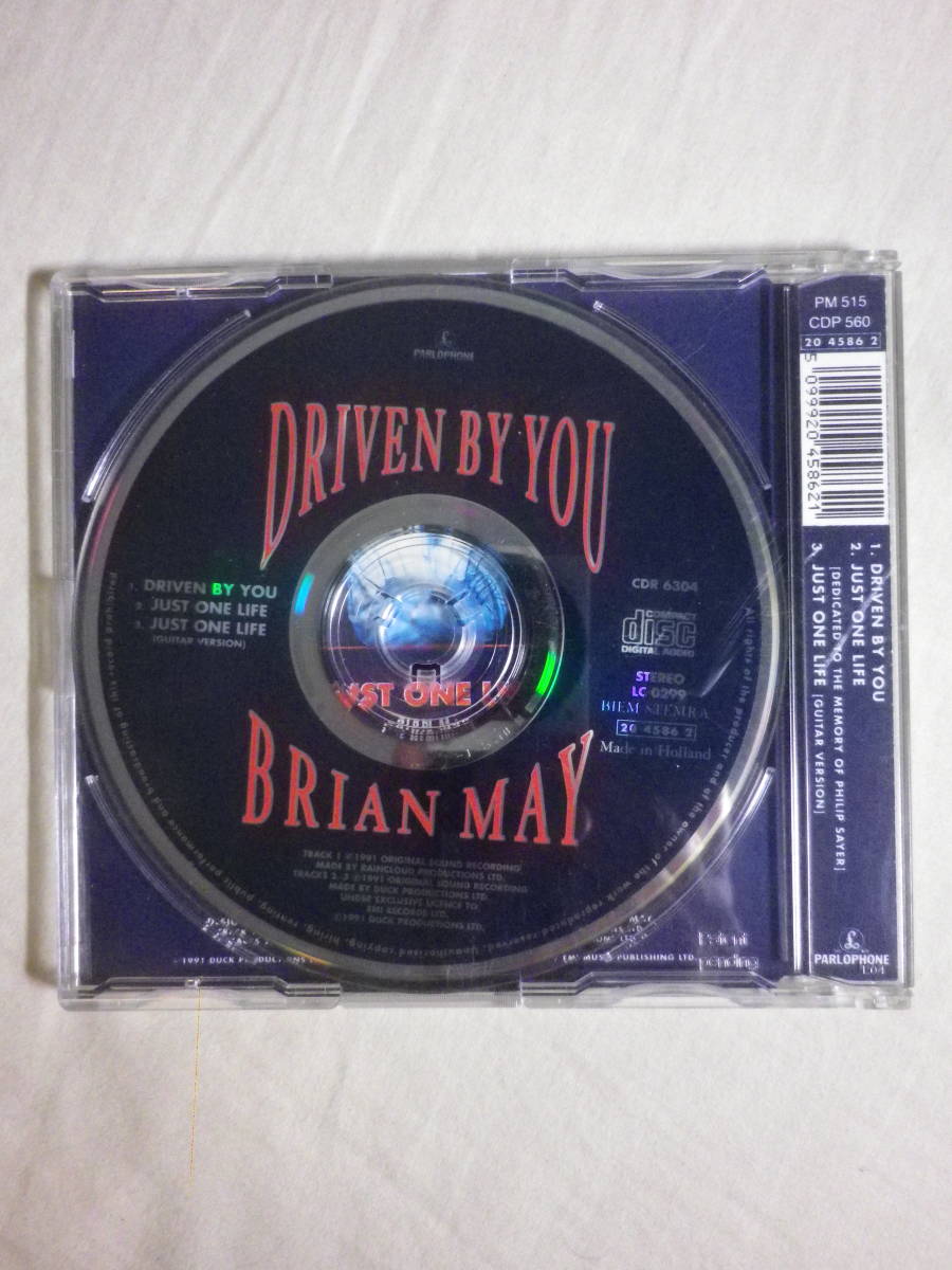 『Brian May/Driven By You(1991)』(Parlophone CDR 6304,オランダ盤,3track,Just One Life,Queen)_画像2