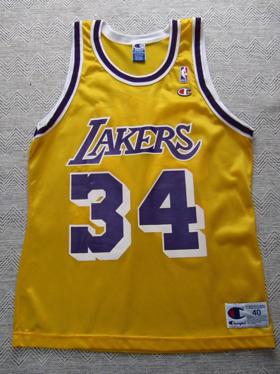 【希少】 NBA LAKERS シャキール・オニール O’NEAL #34 レイカーズ Champion チャンピオン製 ヴィンテージ ユニフォーム シャツ シャック