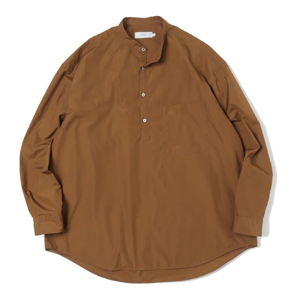 Graphpaper Broad Oversized Band Collar Pullover Shirt ブラウン F GM213-50060B グラフペーパー オーバーサイズ バンドカラーシャツ 1