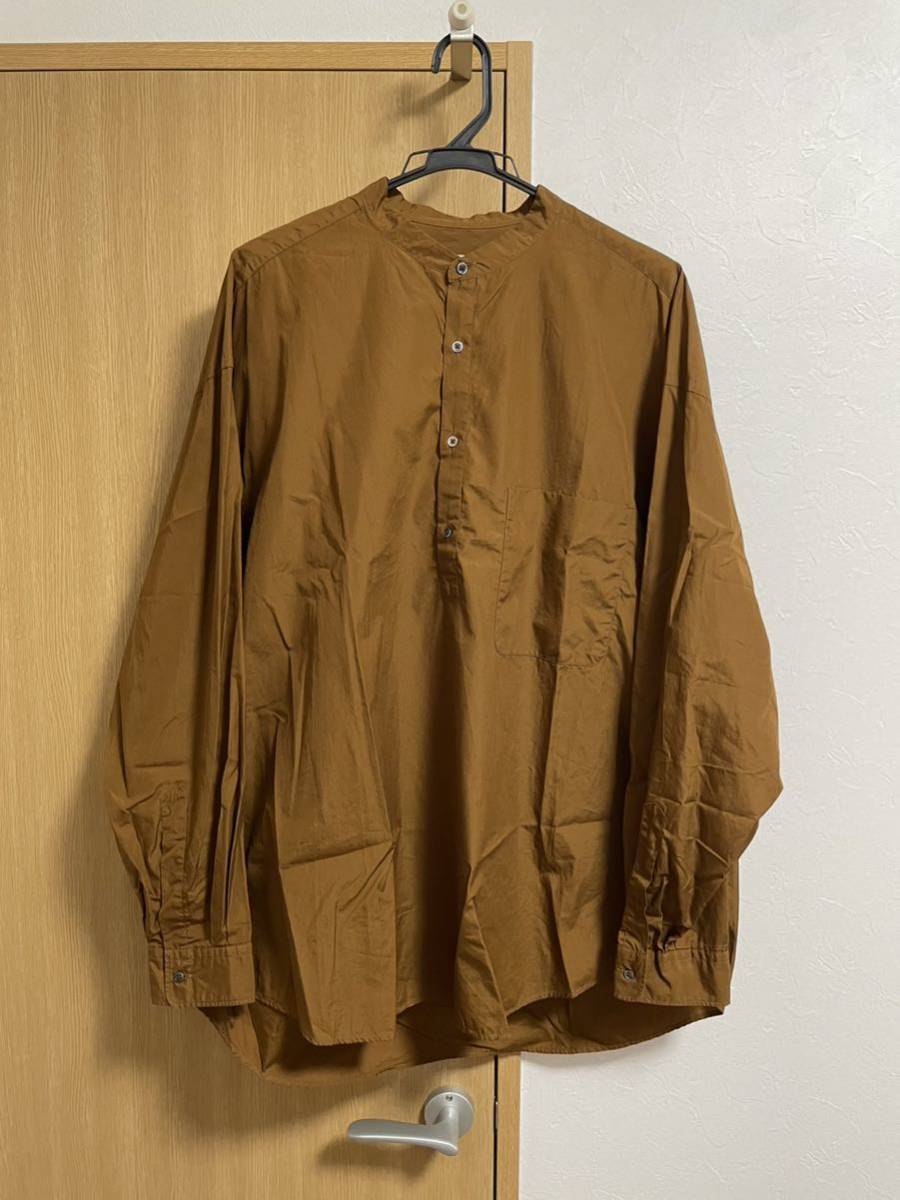 Graphpaper Broad Oversized Band Collar Pullover Shirt ブラウン F GM213-50060B グラフペーパー オーバーサイズ バンドカラーシャツ 2