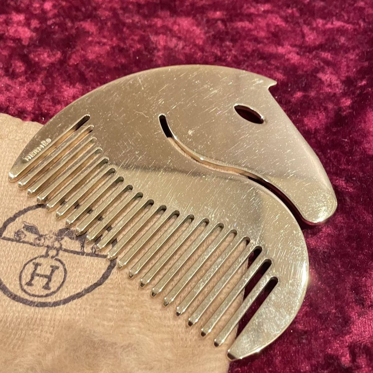 希少 vintage HERMES エルメス シュバル ホース 馬 コーム クシ くし