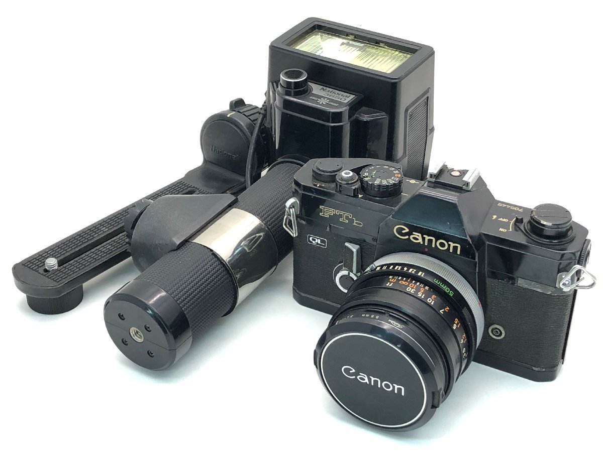 入手困難 Canon FTb FD 50mm 1:1.8 付属品 ストロボ付き 一眼レフカメラ ジャンク