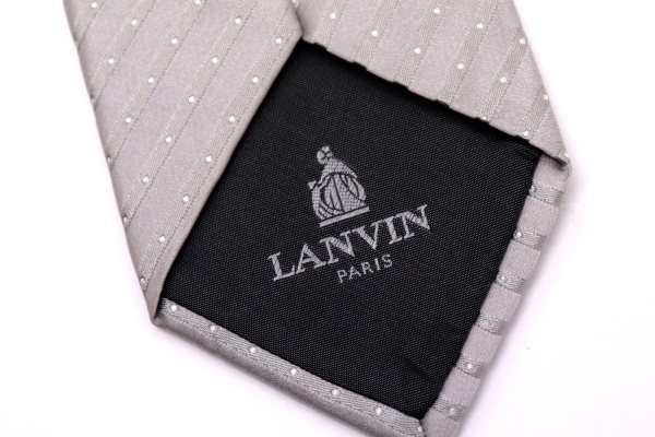 ▼美品▼フランス製▼LANVIN ランバン ドッド ストライプ シルク100% ネクタイ▼