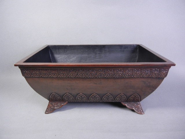 新品　唐銅　銅器　深型　雷紋菖蒲　大　水盤　砂鉢　花器