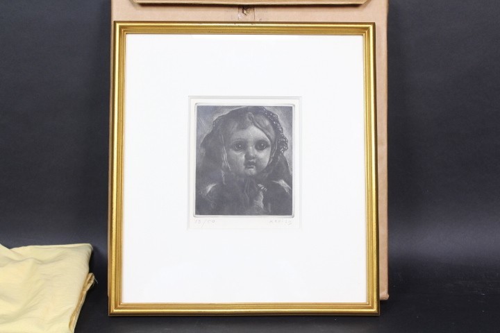 小磯良平　メゾチント　1970～1971年　フランス人形の顔　ed50