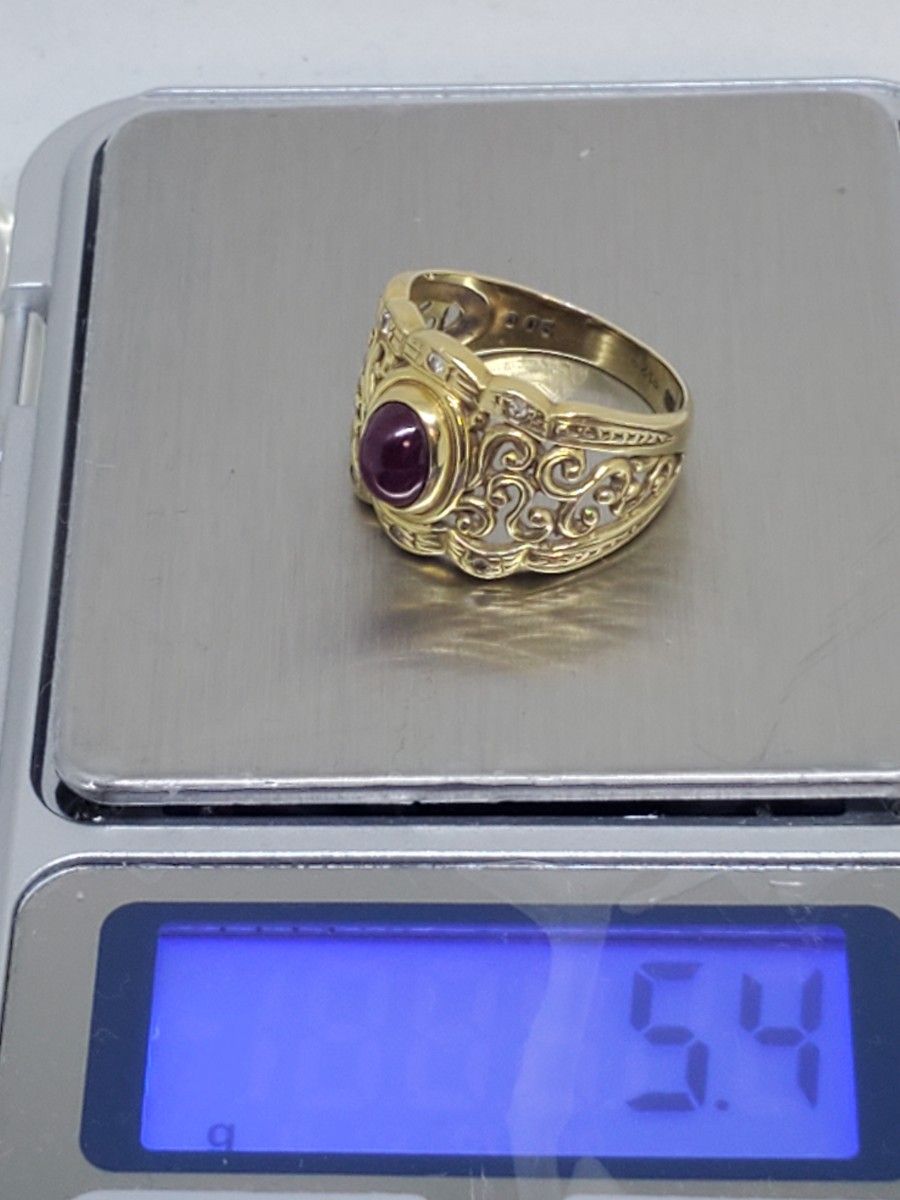 K18 オーバル ルビー 透かしリング アンティーク | alfasaac.com