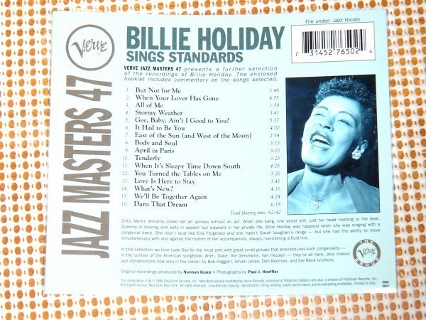 廃盤 Billie Holiday ビリー ホリデイ Verve Jazz Masters 47 Sings Standards/But Not For Me All Of Me Love Is Here To Stay 等収録
