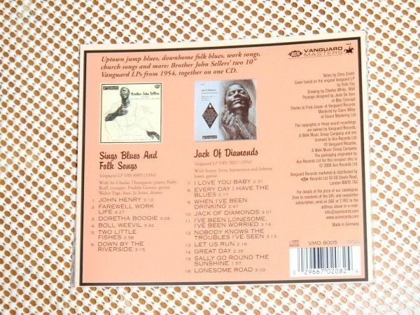 美品 2in1 Brother John Sellers ブラザー ジョン セラーズ Sings Blues And Folk Songs + Jack Of Diamonds/Freddie Green Sonny Terry 等