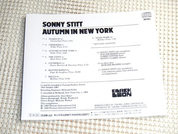 初期廃盤 Sonny Stitt ソニー スティット Autumn In New York/ Black Lion / Kenny Clarke Tommy Potter Walter Bishop 等参加 32JDB 221