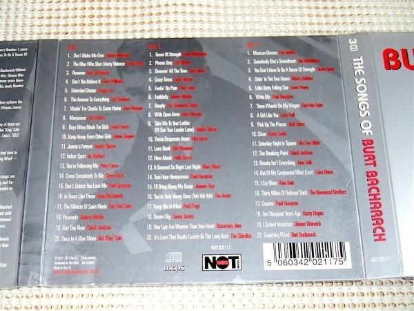 3CD The Songs Of Burt Bacharach バート バカラック / 良選曲 大容量 60曲 Peggy Lee Dionne Warwick Chuck Jackson Nat King Cole 等
