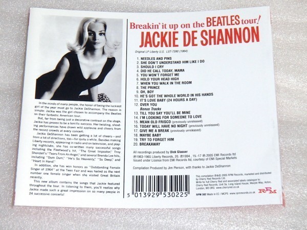 廃盤 Jackie DeShannon ジャッキー デ シャノン Breakin' It Up On The Beatles Tour!/ RPM /8曲追加盤 60s US SSW/ Randy Newman 作曲参加_画像3