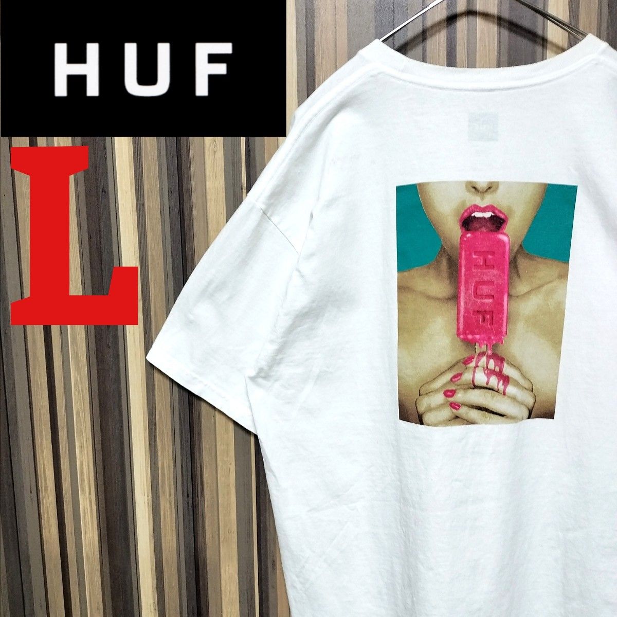 【HUF】ハフ アイスクリーム ガール ビッグプリント メキシコ製 Tシャツ L